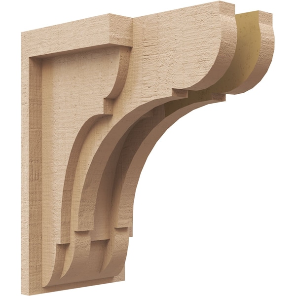 Ekena Millwork 4"W x 4"D x 8"H Wide Bryant Rough Cedar Woodgrain TimberThane Corbel, Primed Tan CORUR04X04X08BRYRCPR - main